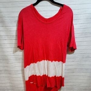 WE THE FREE COLOR BLOCK TUNIC LENGTH RAW HEMS T-SHIRT SZ SMALL